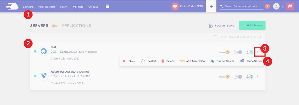 克隆 Cloudways 服务器