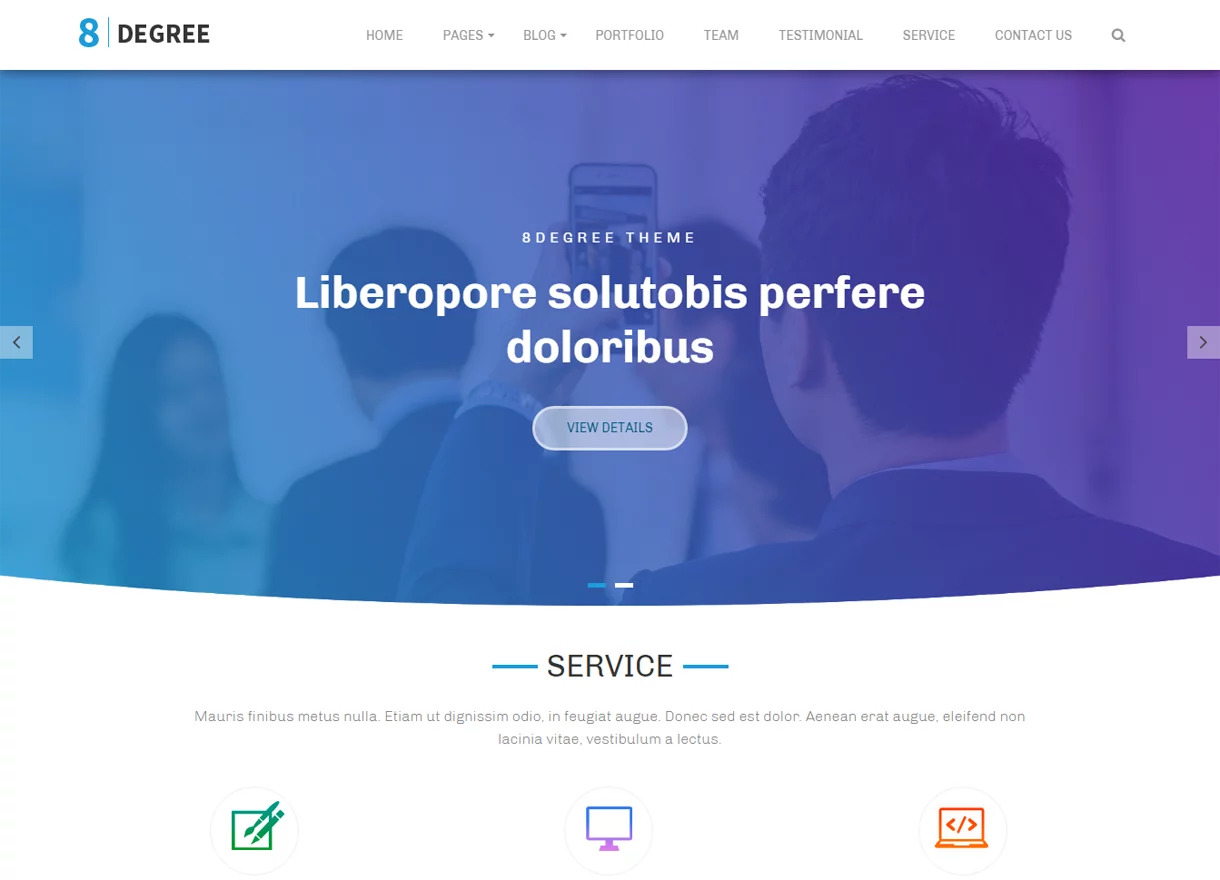 Бесплатная тема WordPress для портфолио Eight-Degree