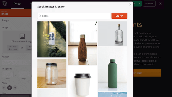 Добавление стоковых фотографий с помощью библиотеки SeedProd Adding stock photos with SeedProd's library
