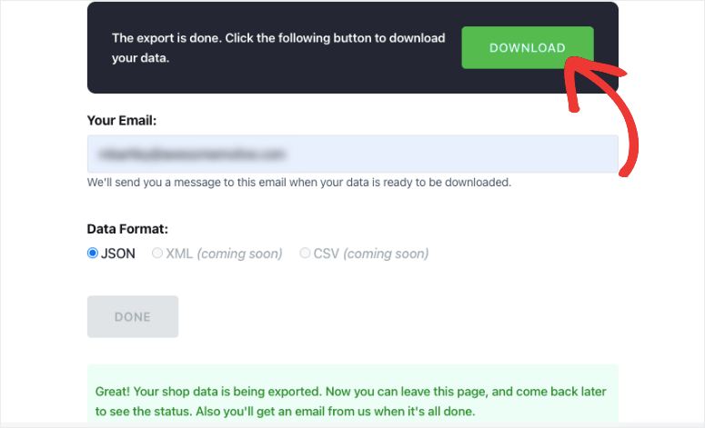 shopify importer'daki indirme düğmesi - IsItWP - Ücretsiz WordPress Tema Dedektörü download button in shopify importer