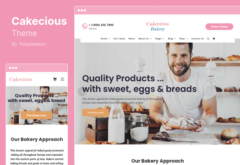 Tema Cakecious - Tema WordPress Kue Roti Makanan
