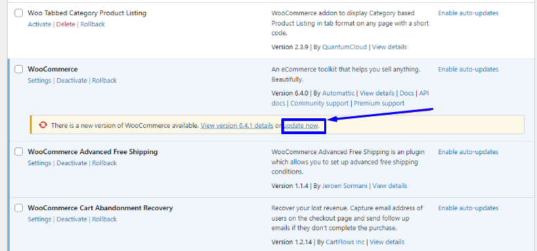 Perbarui plugin woocommerce