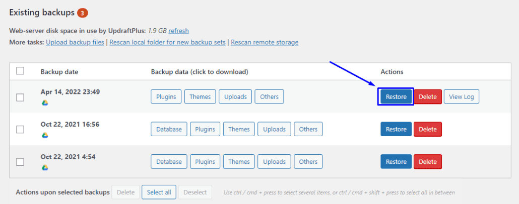 Pulihkan toko woocommerce dari cadangan