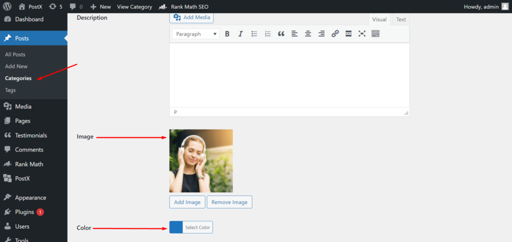 WordPress 4에서 사이드바에 카테고리를 추가하는 방법 Category Image and Color