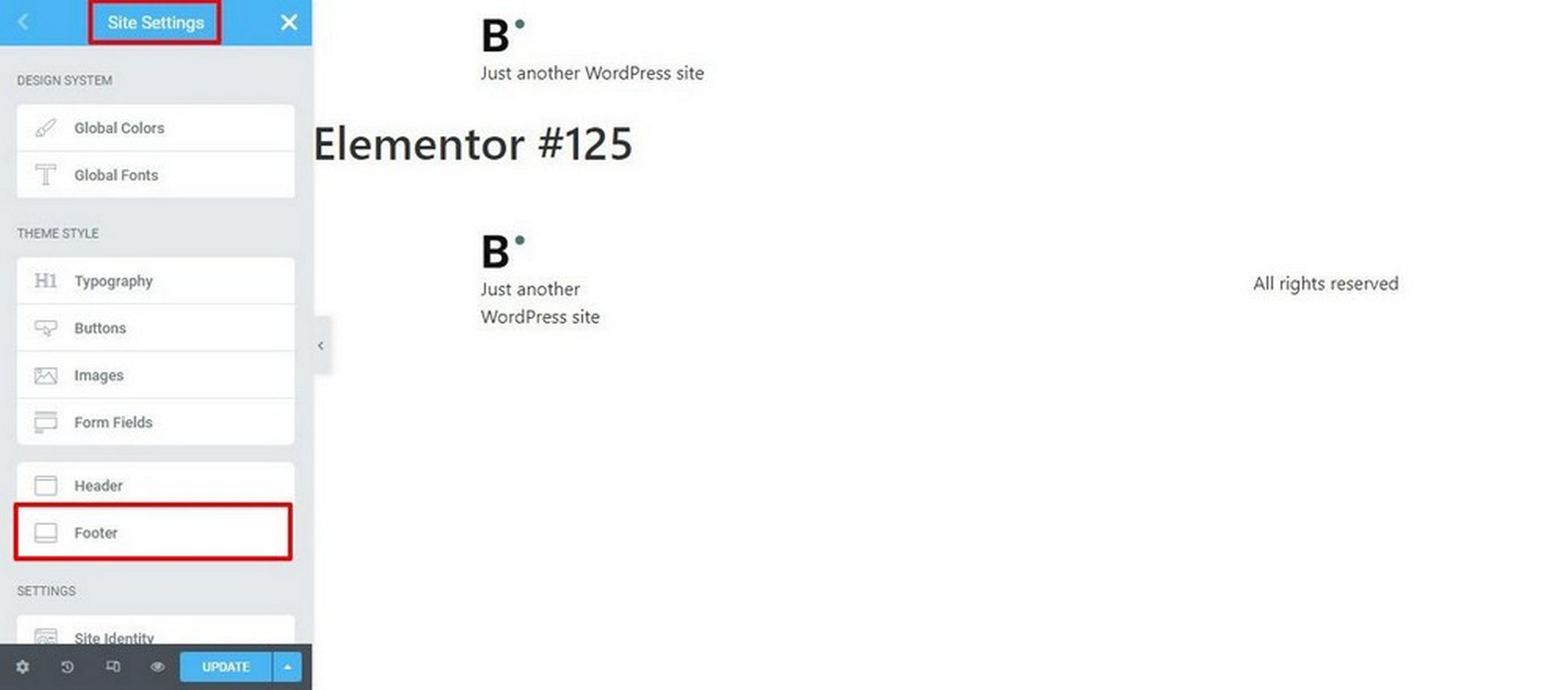 Element oder Fußzeile