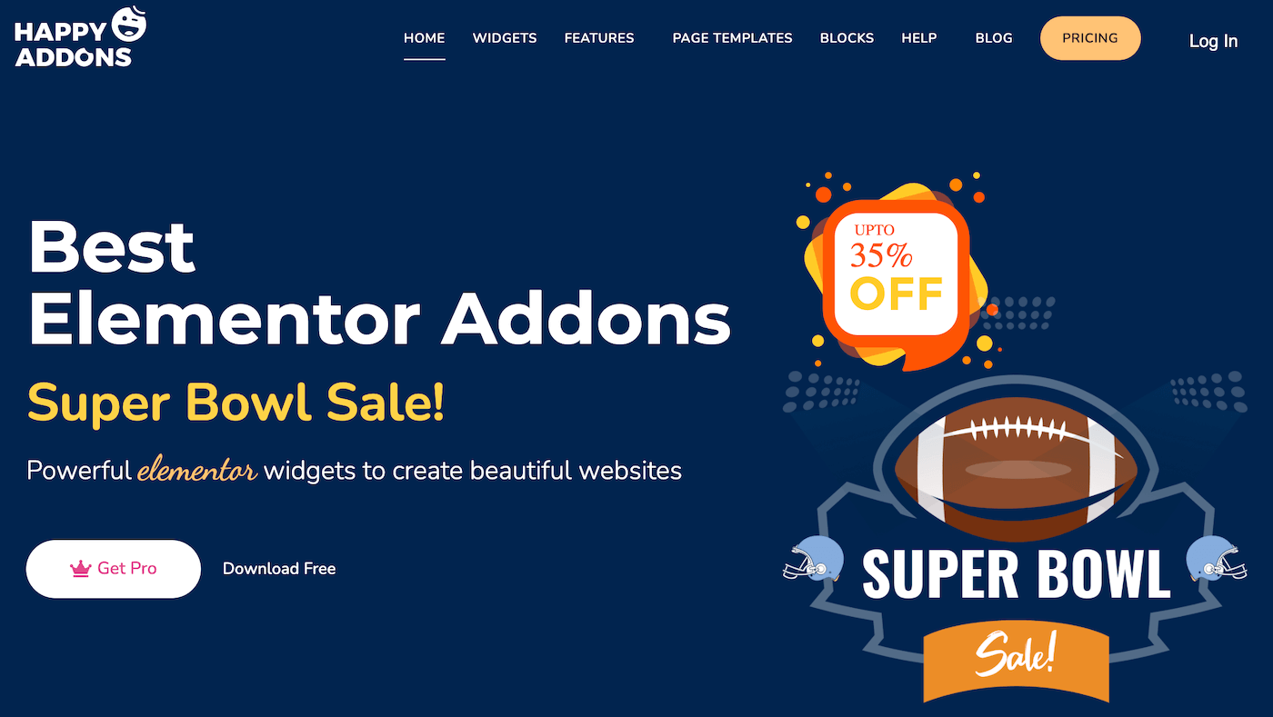 موقع ويب Happy Addons Pro