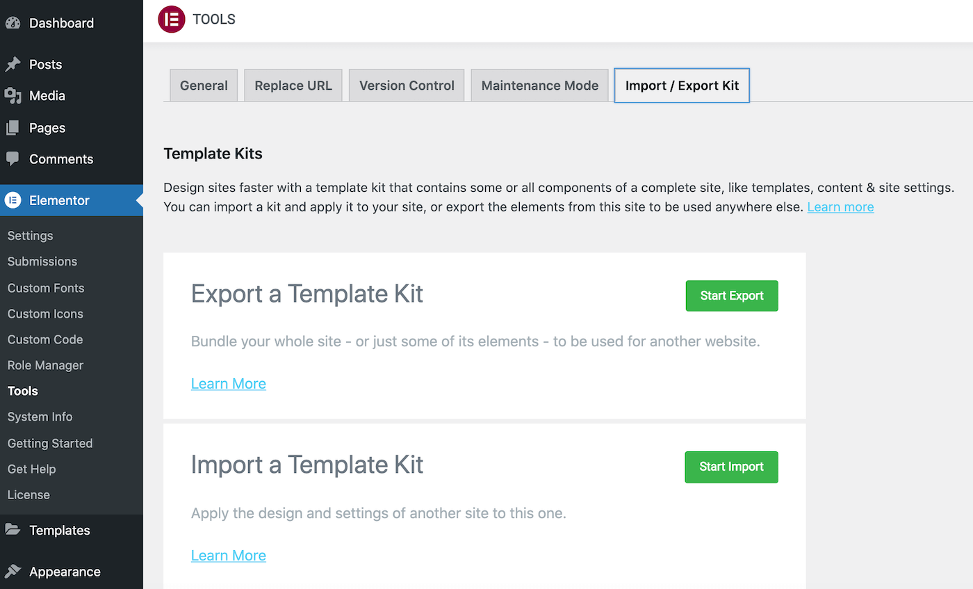 انقر فوق Import Export Kit