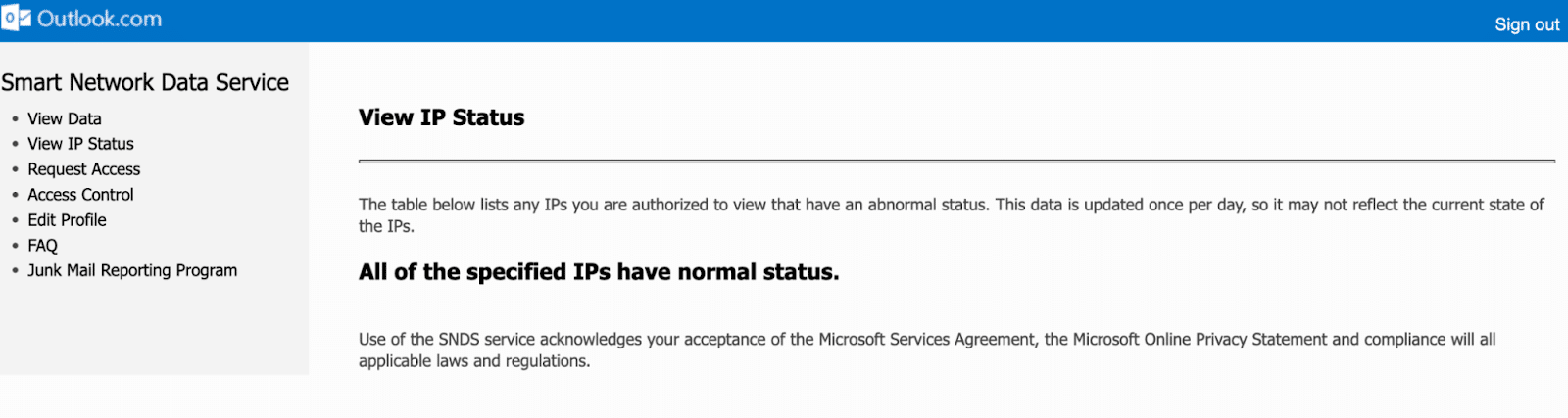 Microsoft Microsoft SNDS 站點
