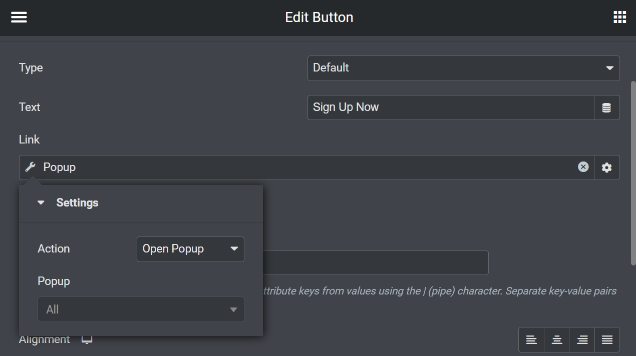 Wählen Sie die Popup-Dropdown-Option