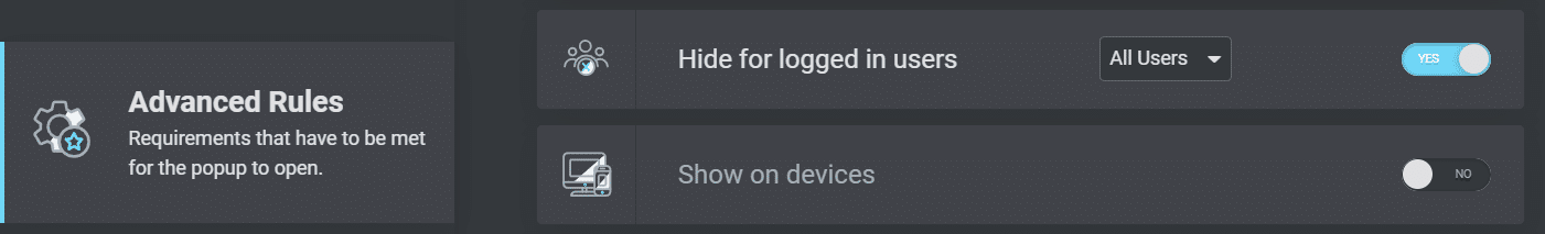 Popups für angemeldete Benutzer ausblenden