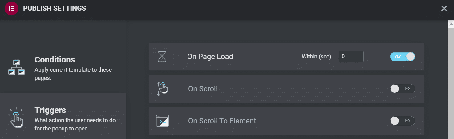 Wählen Sie verschiedene Popup-Trigger aus