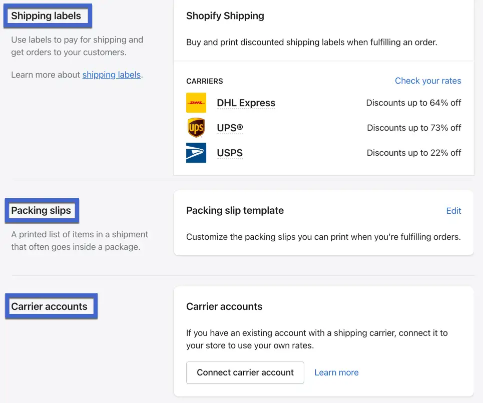 Shopify 对运输设置的审查