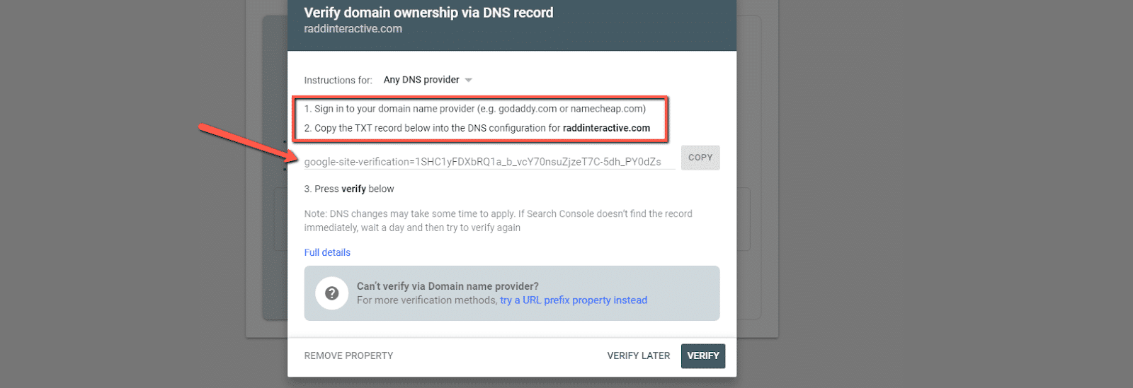 Cara memverifikasi domain di Google Search Console