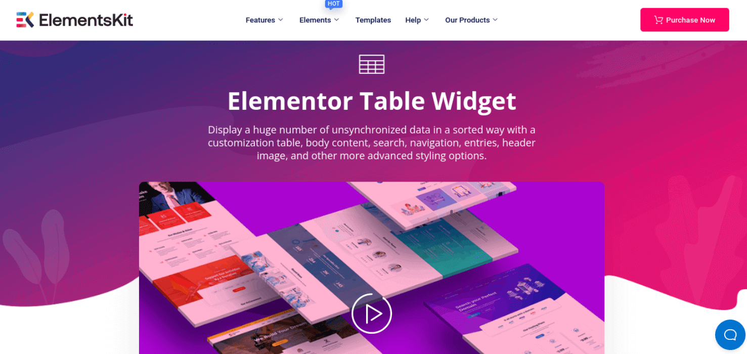 Elemento aggiuntivo ElementsKit Elementor Table Widget