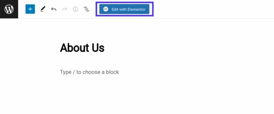 Seleziona l'opzione Modifica con elementor.