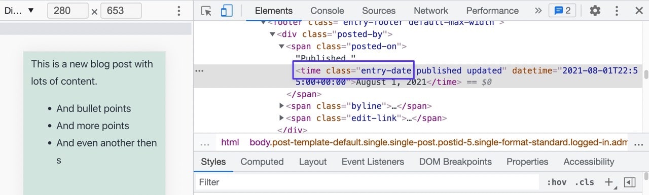 「timeclass=」スニペットとその後の情報を探します