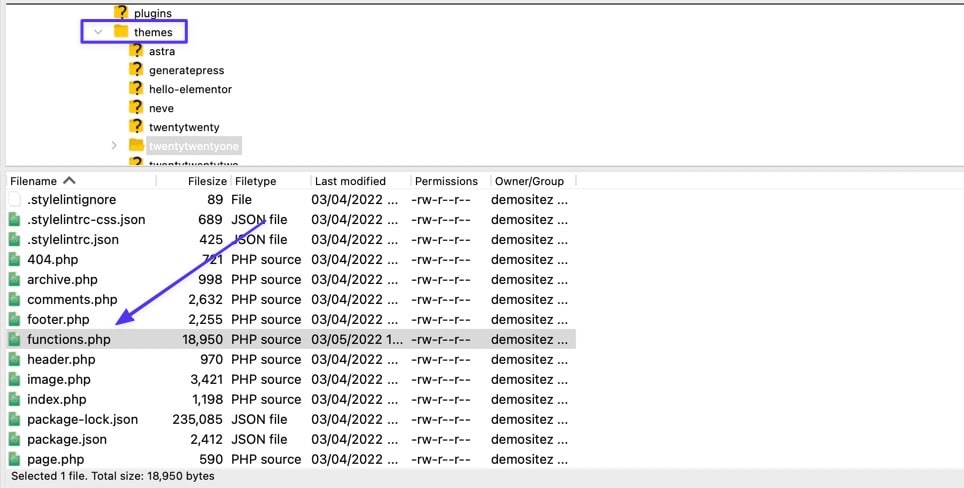 Functions.phpファイルを開きます