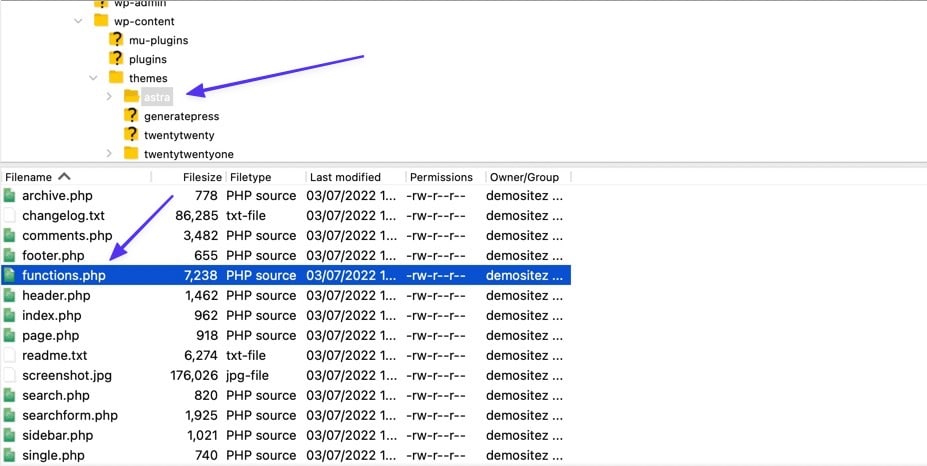 Functions.phpを開きます