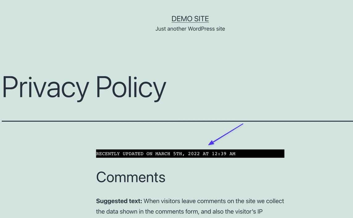 一部のサイトでは、プライバシーポリシーなどのページの最終更新日は必要ありません
