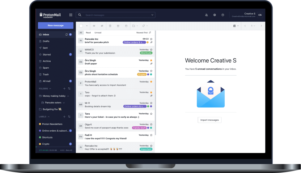 ProtonMail 받은 편지함