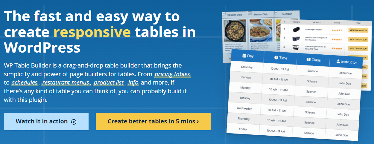 Elementor 的 WP Table Builder 插件