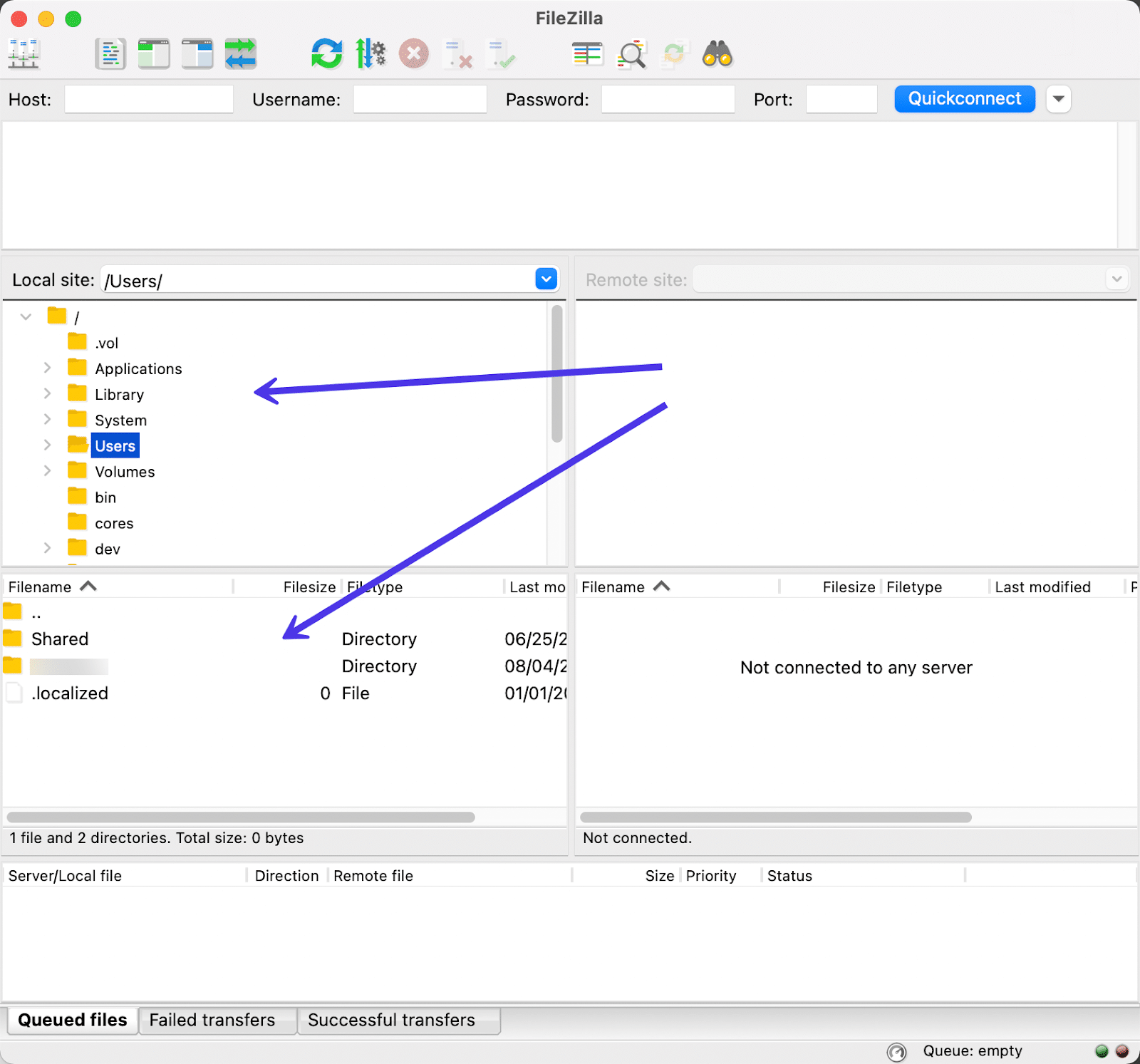 Widok twoich lokalnych plików w FileZilla.