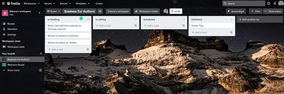 Trello kontra Todoist: przykład tablicy Trello