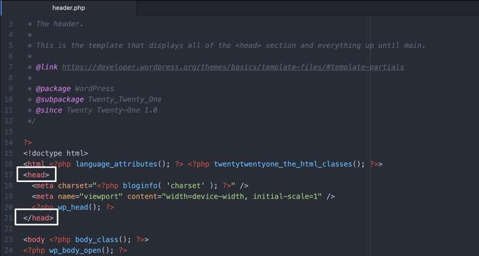 Elementy <head> i </head> w pliku header.php