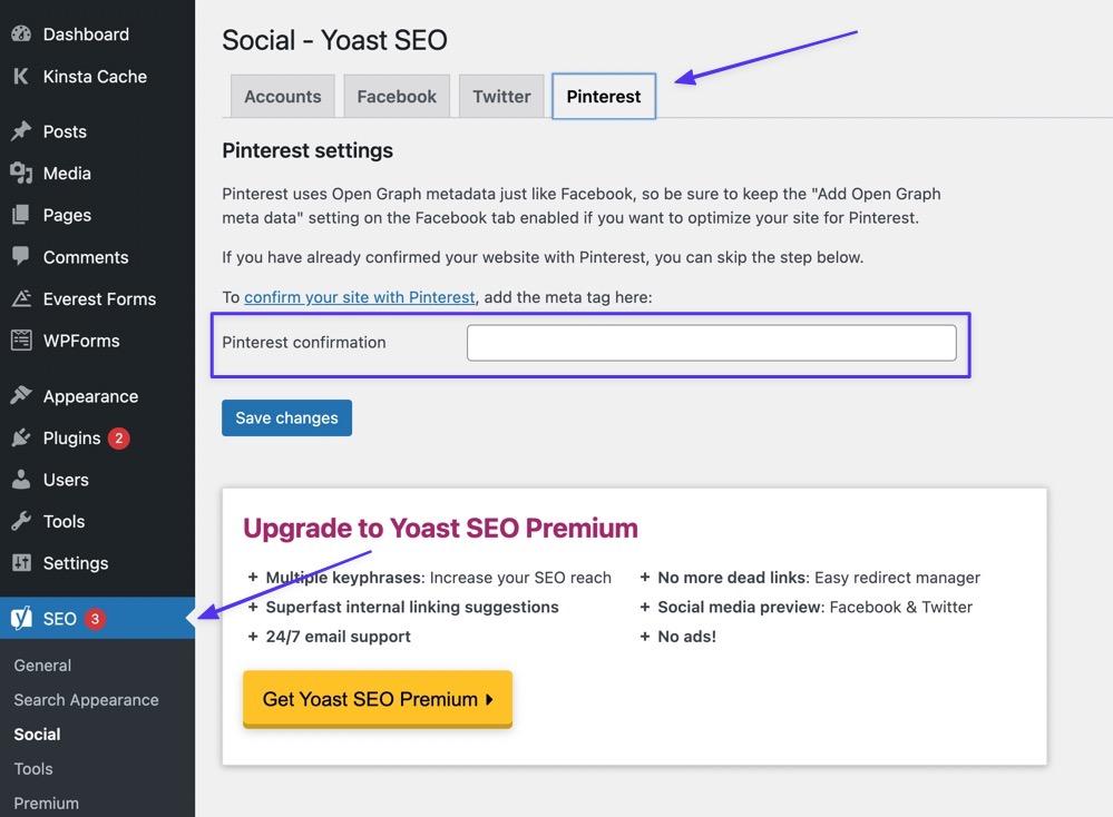 SEO > Społeczności > Pinterest w Yoast