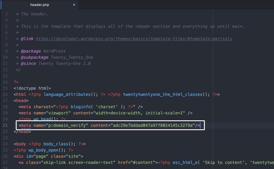 Wklej tag HTML między elementy head i zapisz plik