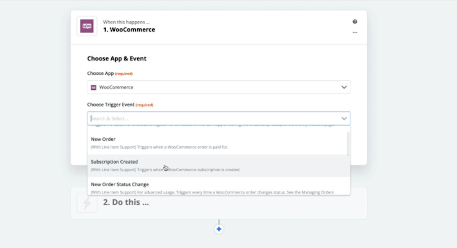 Konfigurowanie zdarzenia wyzwalającego w Zapier.