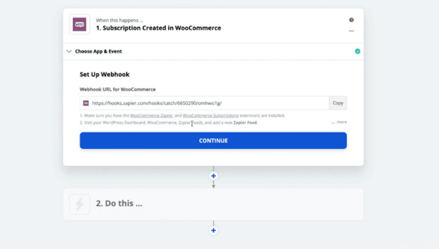 Skopiowanie webhooka do użycia we wtyczce Zapier.