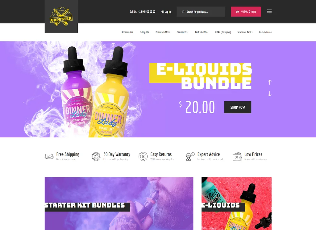 電子煙| Creative Cigarette Store & Vape Shop WooCommerce 主題