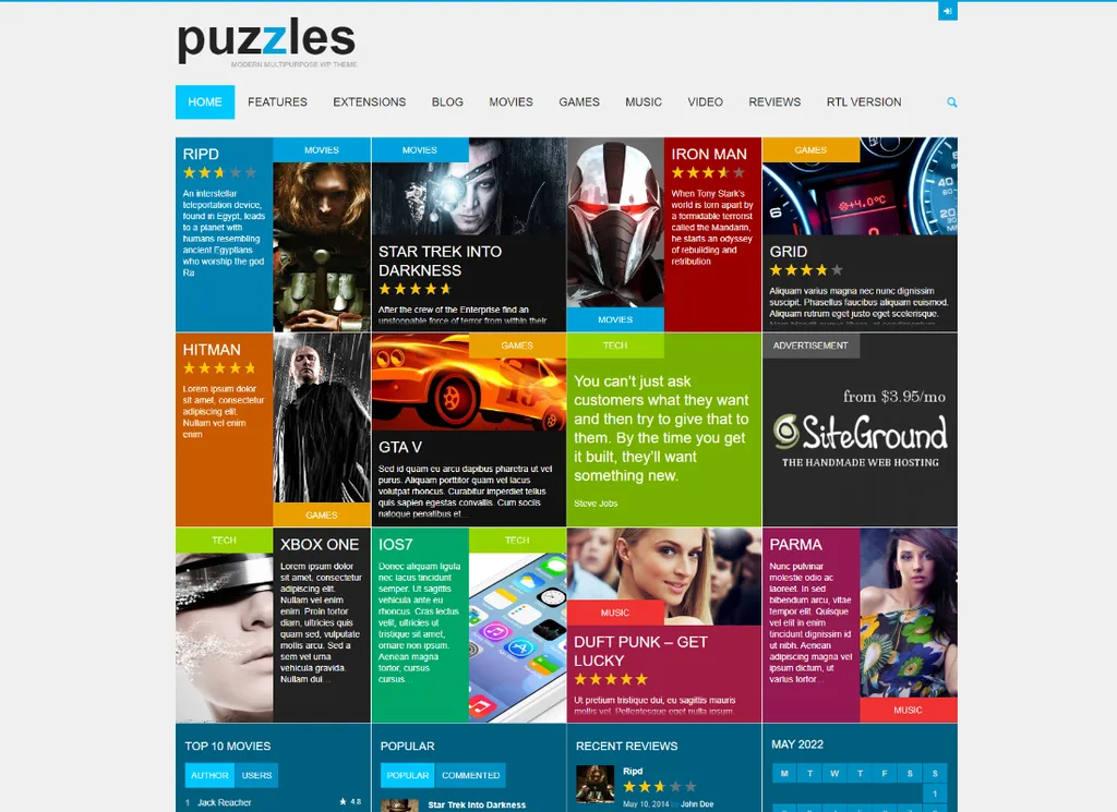 拼圖 | WP 雜誌/評論與商店 WordPress 主題 + RTL