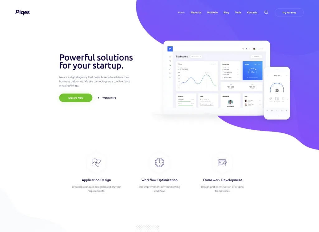 Piqes - 創意啟動和代理 WordPress 主題