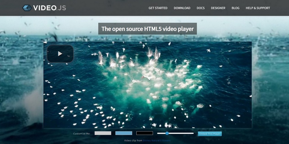 Video.js HTML5 Player 插件產品頁面