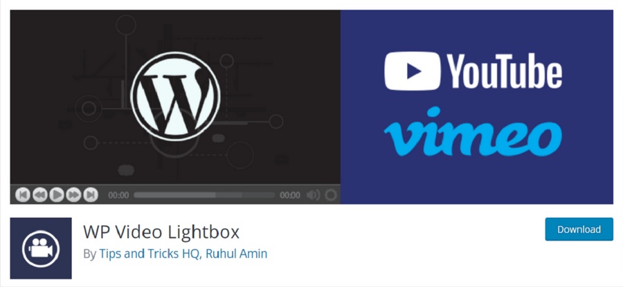 WP Video Lightbox 插件產品頁面