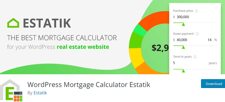 WordPress 모기지 계산기 Estatik