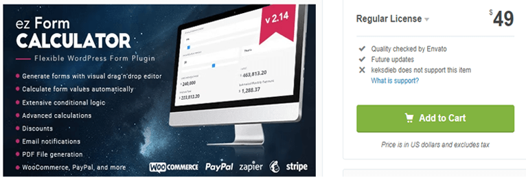 최고의 WordPress 계산기 플러그인 ez 양식 계산기