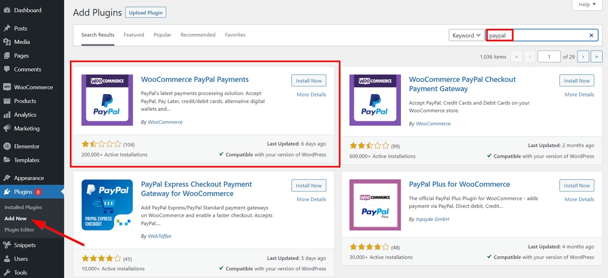 installa il plug-in per i pagamenti paypal di woocommerce