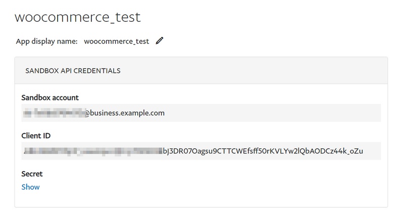 ID cliente dell'account sandbox paypal e chiave segreta