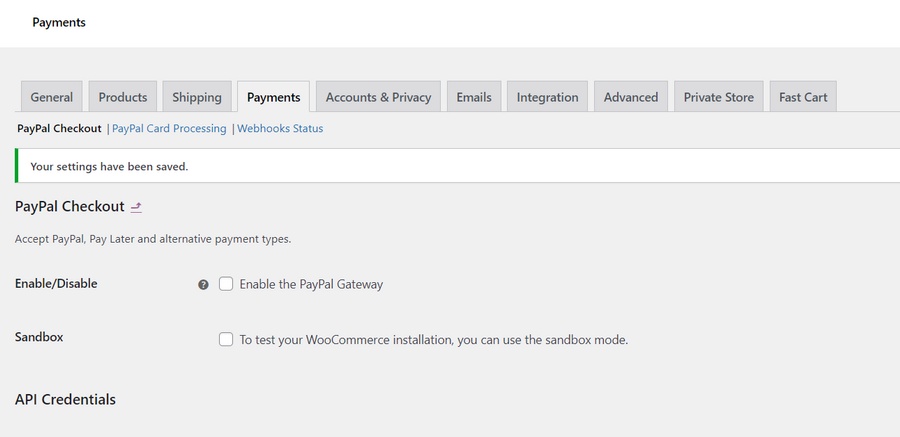 abilita il gateway di pagamento paypal in woocommerce