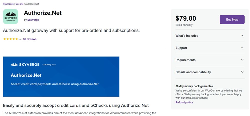 Authorize.net estensione woocommerce