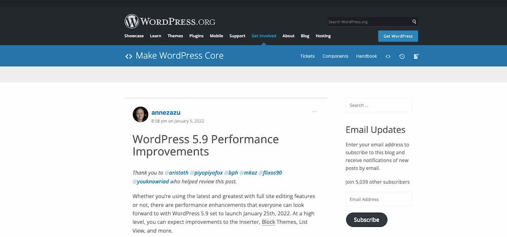 Kinerja WordPress 5.9