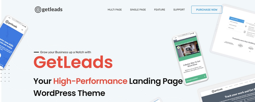 ธีมหน้า Landing Page ประสิทธิภาพสูงของ GetLeads