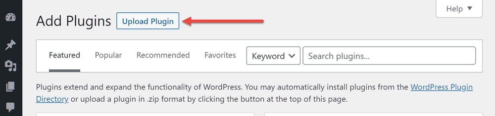 Carica plug-in in WordPress