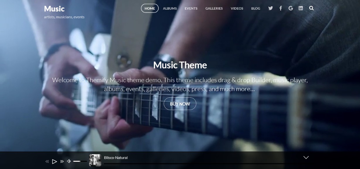 Demo tema musicale Themify