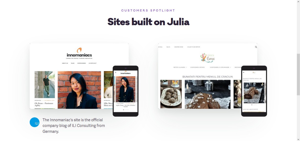 Tema WordPress del blog di Julia Food