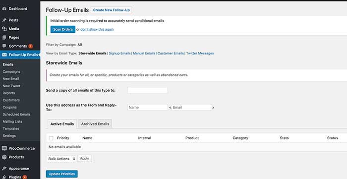Sepeti Terk Etme Seçenekleri: WooCommerce eklentisi için Takipler için Arayüzü