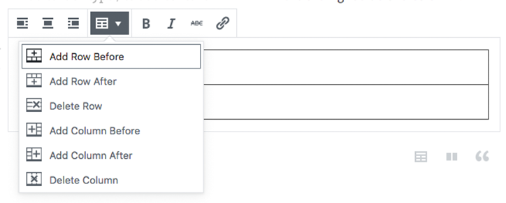 带有 WordPress Gutenberg 的表格